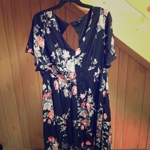 Torrid Black Floral Romper with Maxi Overlay